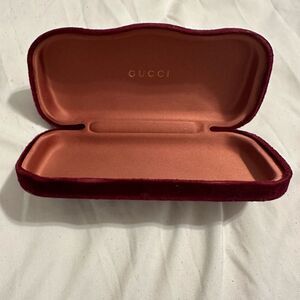Gucci Red Velvet Eyeglass Case with Tan Interior